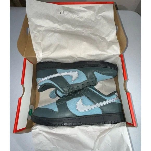 Nike Dunk Low Retro SE Vintage Green/Black-Denim Turq (FZ3052-300) Size 12 - Picture 2 of 14
